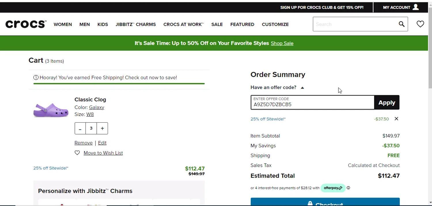 How to apply Crocs coupon code